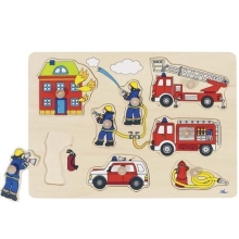 GOKI Puzzle s dřevěnými úchytkami hasiči