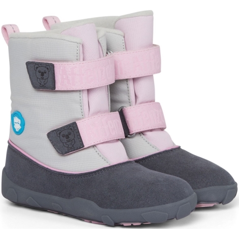 AFFENZAHN Dětské barefoot boty Minimal Highboot Vegan - Koala/Grey/Pink vel. 27