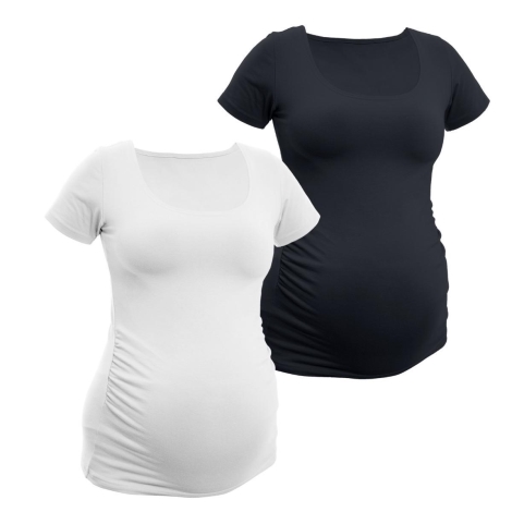 BOBÁNEK Těhotenská tričká krátký rukáv Černé a Bílé vel. M