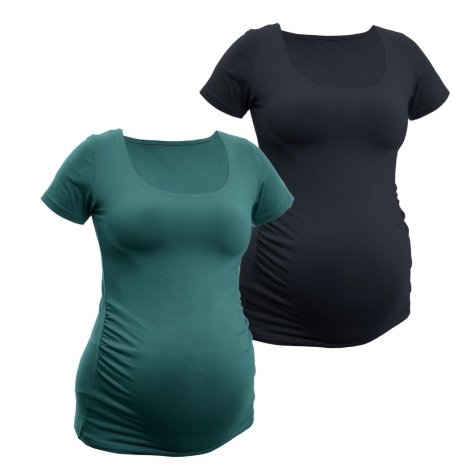 BOBÁNEK Těhotenská tričká krátký rukáv Černé a Tmavě zelené vel. L