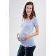 BOBÁNEK Těhotenská tričká krátký rukáv Světle modré a Bílé vel. L