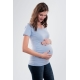 BOBÁNEK Těhotenská tričká krátký rukáv Světle modré a Bílé vel. M