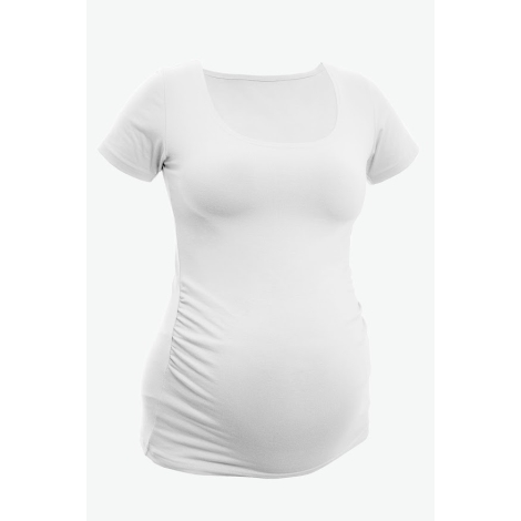 BOBÁNEK Těhotenské tričko krátký rukáv Bílé vel. L