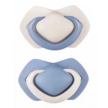 CANPOL BABIES Set symetrických silikonových dudlíků Pure Color 0 - 6 měsíců modrý