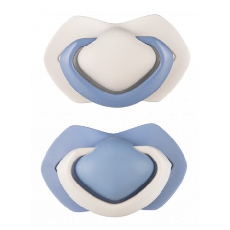 CANPOL BABIES Set symetrických silikonových dudlíků Pure Color 6 - 18 měsíců modrý