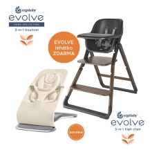 ERGOBABY Evolve Jídelní židle 2v1 Dark Wood + Evolve lehátko Cream