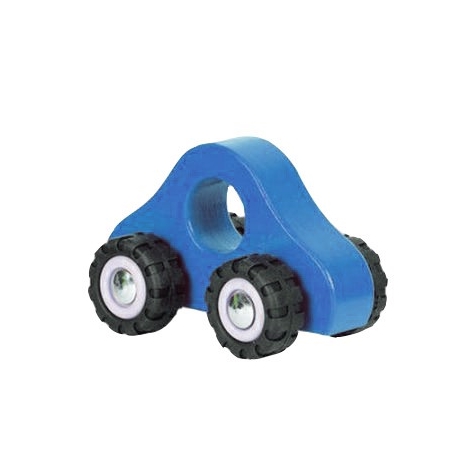 GOKI Dřevěné autíčko s gumovými koly modré