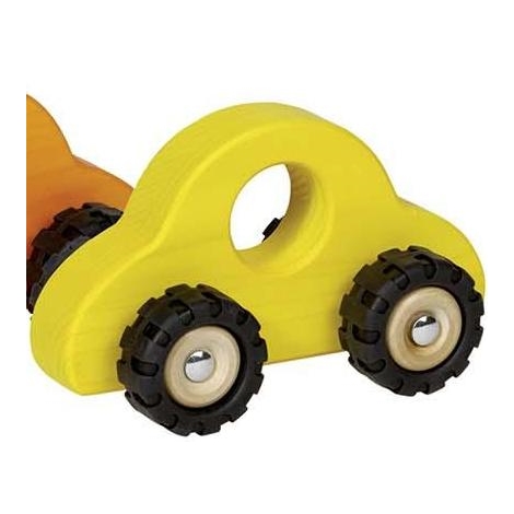 GOKI Dřevěné autíčko s gumovými koly žluté