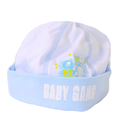 GRAZIELLA Čepice Baby Gang bílá/modrý lem 42 cm