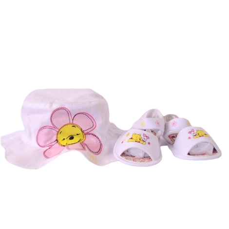 GRAZIELLA Set Pooh klobouček + sandále bílá/růžová 44 cm