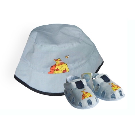 GRAZIELLA Set Pooh klobouček + sandále světle modrá 44 cm
