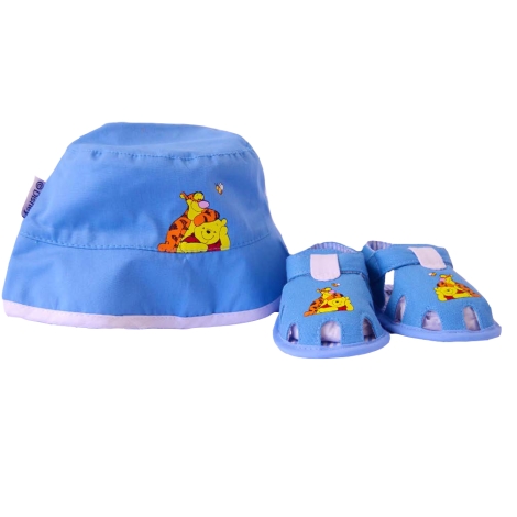 GRAZIELLA Set Pooh klobouček + sandále tmavě modrá 46 cm