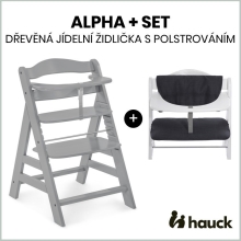 HAUCK Alpha+ Set 2v1 dřevená židle Grey + polstrování Melange charcoal