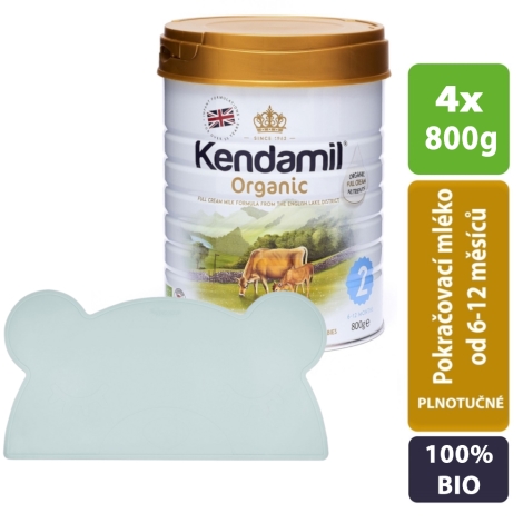 KENDAMIL 100% Bio/Organické plnotučné batolecí mléko 2 (4 x 800 g) + KINDSGUT Podložka tyrkysová