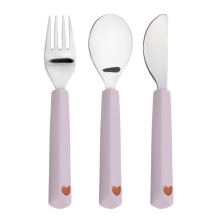 LÄSSIG Cutlery with Silicone Handle 3pcs Happy Rascals Heart Lavender