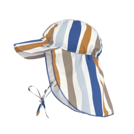 LÄSSIG Sun Protection Flap Hat Waves Blue/Nature 7 - 18 m