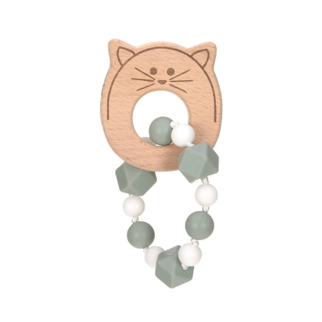 LÄSSIG Teether Bracelet Wood/Silicone Little Chums Cat