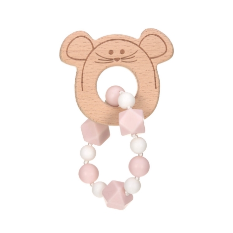 LÄSSIG Teether Bracelet Wood/Silicone Little Chums Mouse
