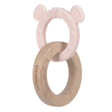 LÄSSIG Teether Ring 2in1 Wood/Silikone Little Chums mouse