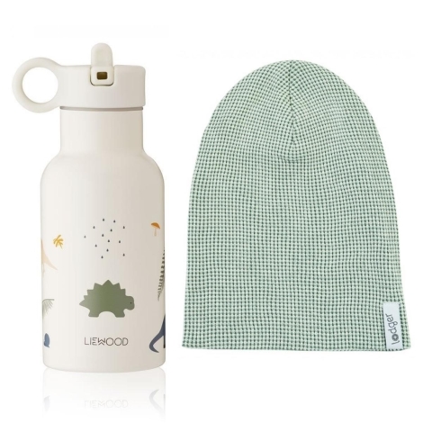 LIEWOOD Anker Lahev Dino mix + LODGER Beanie Ciumbelle Peppermint 1 - 2 roky