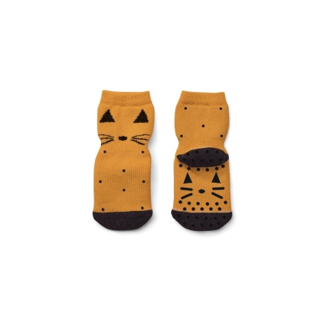 LIEWOOD Froté ponožky s protiskluzem Cat Mustard 25/28