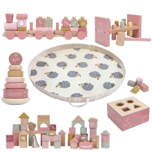 LITTLE DUTCH Velký zvýhodněný set dřevěných hraček + hrací podložky pro holčičky šedá