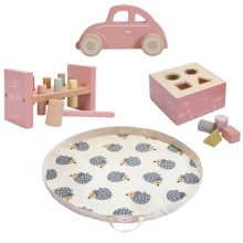 LITTLE DUTCH Zvýhodněný set dřevěných hraček + hrací podložky pro holčičky šedá