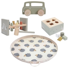 LITTLE DUTCH Zvýhodněný set dřevěných hraček + hrací podložky šedozelený