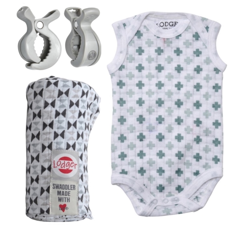 LODGER Romper Bali/Iced 56 + Swaddler Triangle + Swaddle Clip AKCE