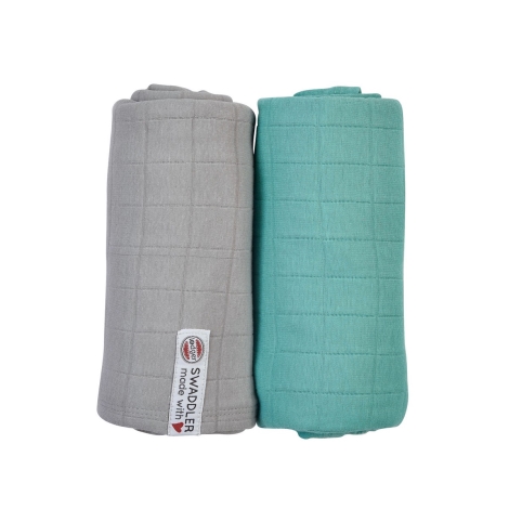 LODGER Swaddler Solid 2balení Mist/Dusty Turquoise