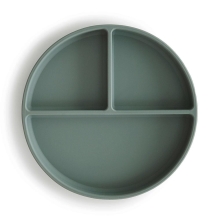 MUSHIE Silikonový talíř s přísavkou Cambridge Blue