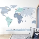 PASTELOWE LOVE Samolepka na zeď Mapa světa Blue M