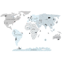 PASTELOWE LOVE Samolepka na zeď Mapa světa Eco L