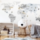 PASTELOWE LOVE Samolepka na zeď Mapa světa Grey S