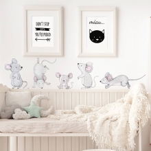 PASTELOWE LOVE Samolepky na zeď Myší rodina