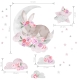 PASTELOWE LOVE Samolepky na zeď Sleeping Rabbit Pink