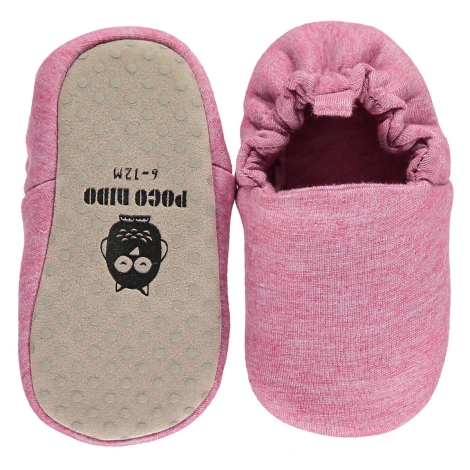 POCO NIDO Capáčky Mini Shoes Vegan Pink Cotton Jersey 6-12 měsíců
