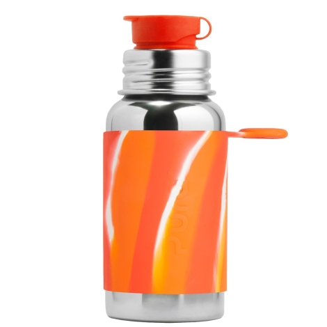 PURA Nerezová lahev se sportovním uzávěrem 550 ml oranžovo-bílá