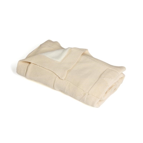 RIALTO BABY Pletená deka zateplená bavlna, béžová, hvězdy, bílé podšit