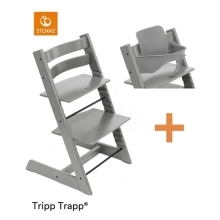 STOKKE Cenově zvýhodněný set Tripp Trapp Židlička + Baby set Storm Grey + Nuuroo Adita Chocolate