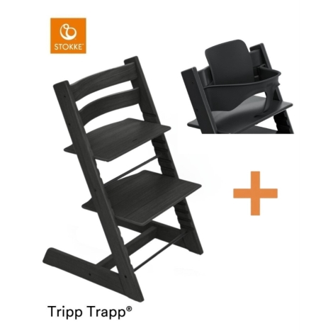 STOKKE Set Tripp Trapp Židlička Oak Black + Baby set Black