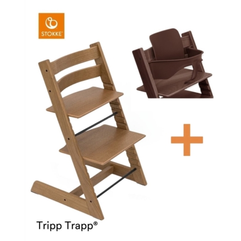 STOKKE Set Tripp Trapp Židlička Oak Brown + Baby set Walnut