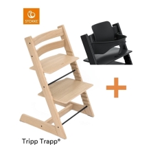 STOKKE Set Tripp Trapp Židlička Oak Natural + Baby set Black
