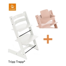STOKKE Set Tripp Trapp Židlička White + Baby set Serene Pink