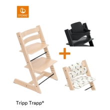 STOKKE Zvýhodněný set Tripp Trapp Židlička Natural + Polstrování Disney Celebration + Baby set Black
