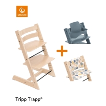 STOKKE Zvýhodněný set Tripp Trapp Židlička Natural + Polstrování Soul System + Baby set Fjord Blue