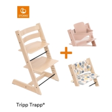 STOKKE Zvýhodněný set Tripp Trapp Židlička Natural + Polstrování Soul System + Baby set Serene Pink