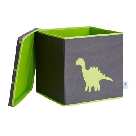 STORE IT Úložný box s víkem šedá se zeleným dinosaurem