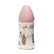SUAVINEX Balení kojeneckých lahví 270 ml silikonová savička růžovo-mod