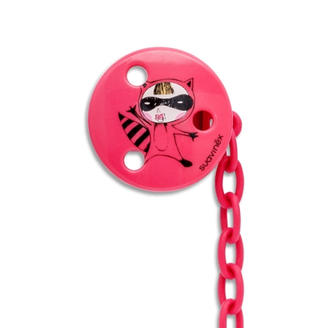 SUAVINEX klip na šidítko kulaté Růžová kočka